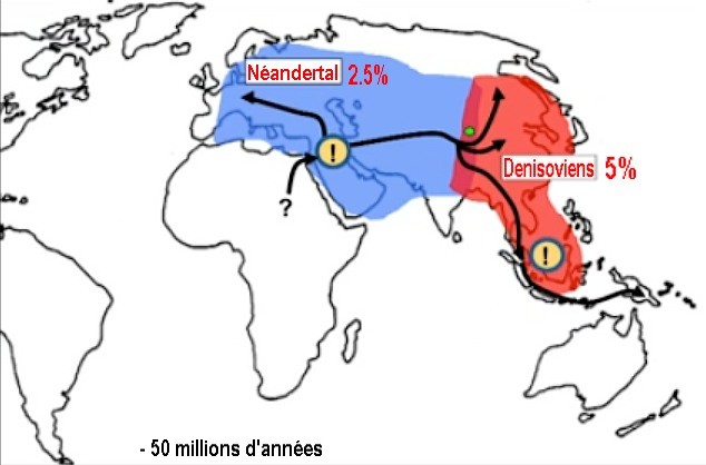 aire d'habitat des Néandertals et denisoviens